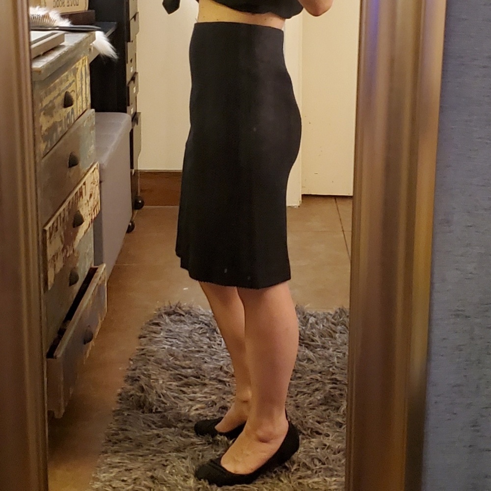 Ann Taylor Petites Black Textured Pencil Skirt, 4P